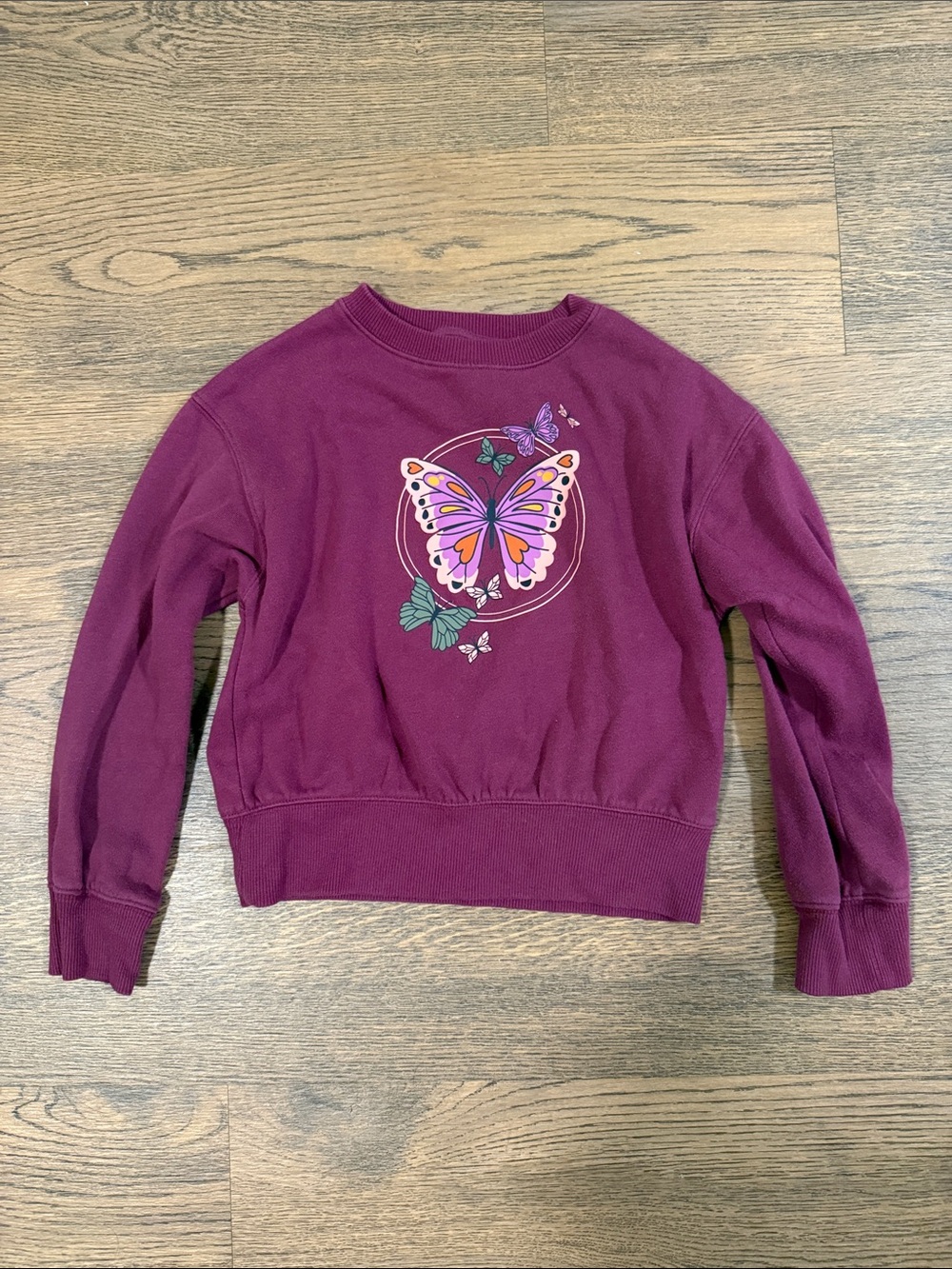Wonder Nation Purple Butterfly Graphic Crewneck Sweatshirt - size M 7/8